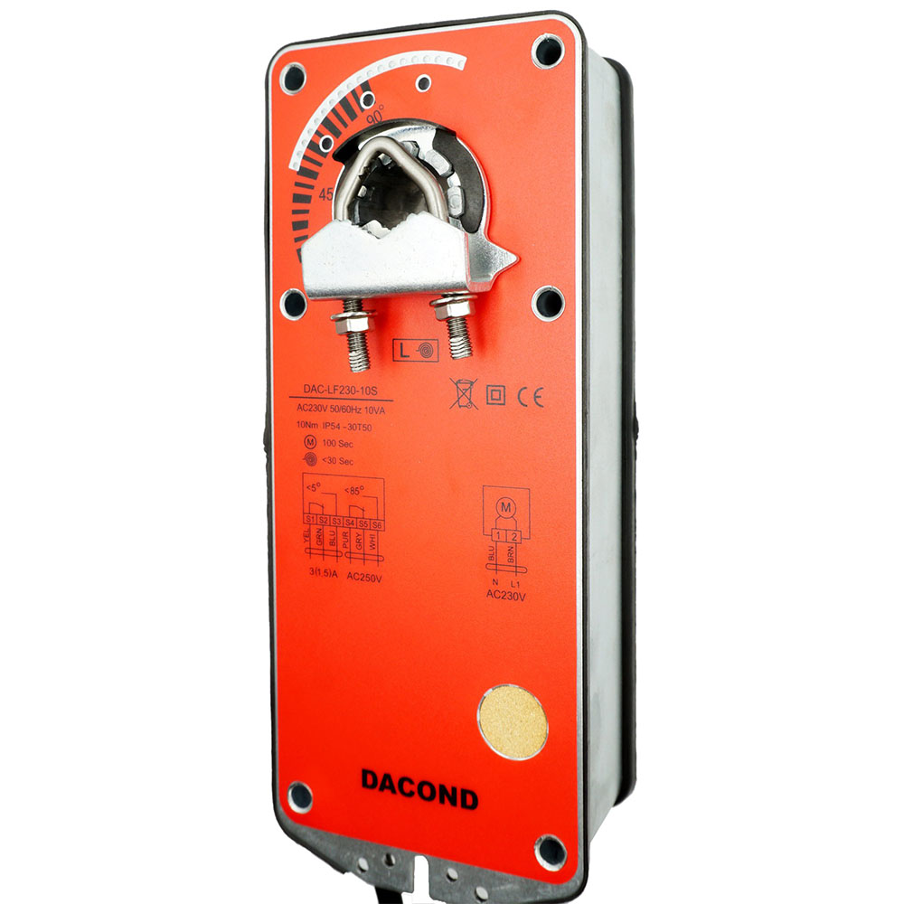 Электропривод DACOND DAC-LF24-20SM (20 Н·м, 24 В, 0–10 В, с возвратной пружиной)